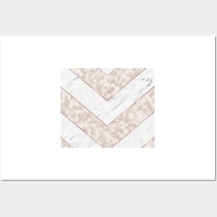 Shimmering mirage - pink marble chevron Posters and Art